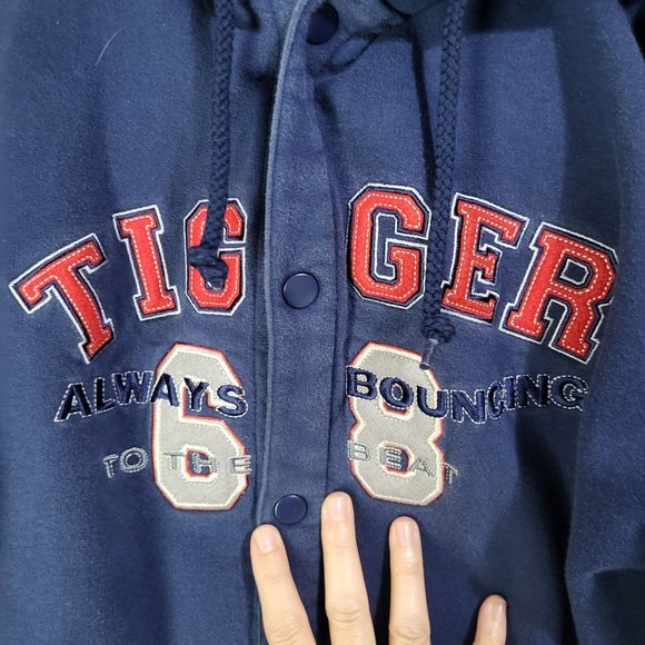 Vintage Disney Store Tigger Embroidered Sweatshirt Jacket Hooded Blue Small - Picture 3 of 12